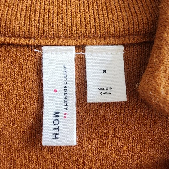 Moth Anthropologie Carey Knit Cardigan Jacket Blazer In Rust Brown Size Small - Picture 8 of 10